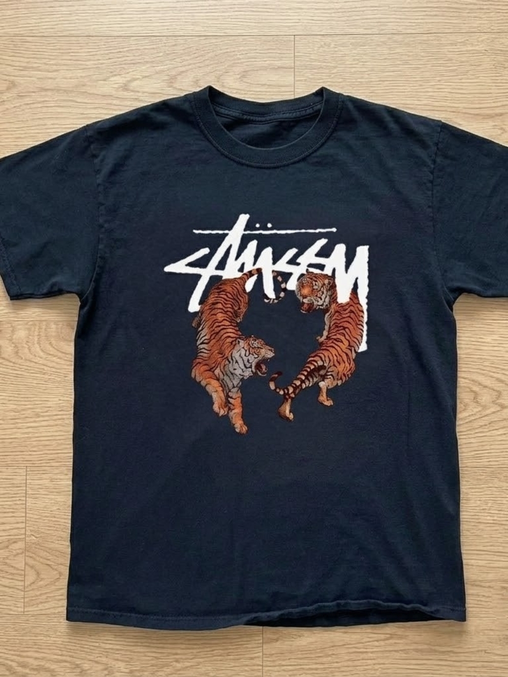 Gildan Black Tee with White Script and Orange Tiger Graphic